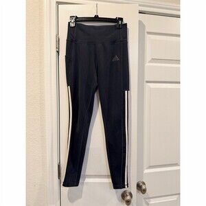 Adidas AEROREADY Workout Leggings Womens Size S Black High-Rise 3-Stripe Pocket